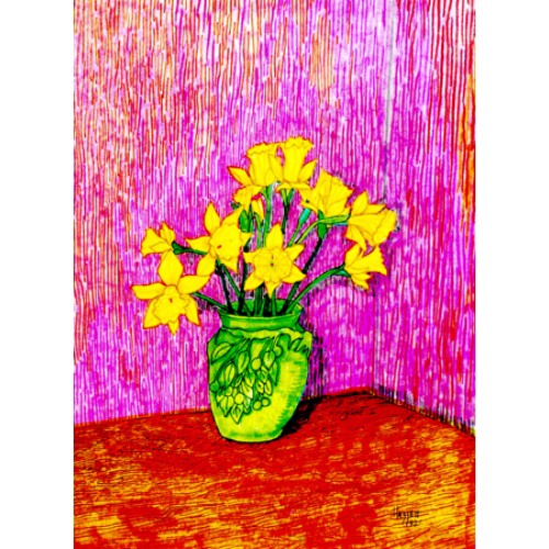 McCoy and Yellow Daffodils