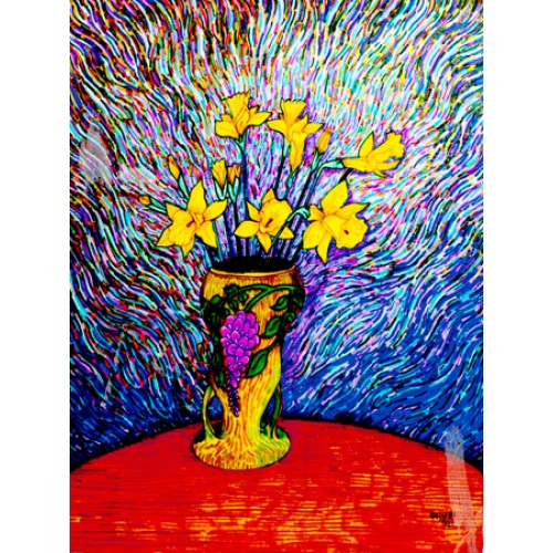 Wysteria and Yellow Daffodils